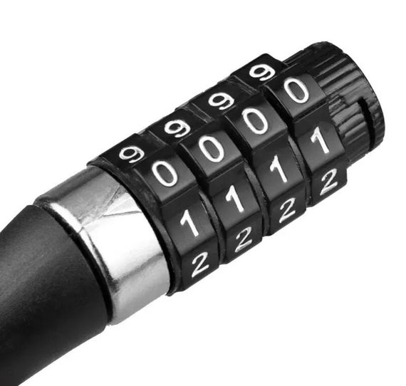 Велосипедний кодовий замок Primo Lock-02 зі сталевим протиугінним тросом 1,5 м - Black | Зображення 2