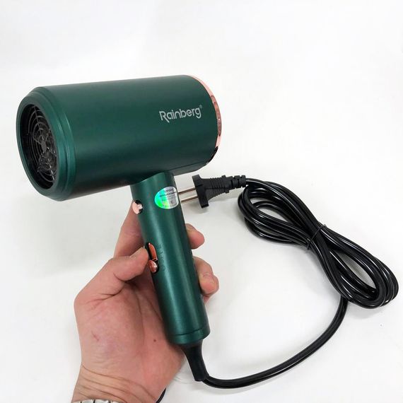 Фен Rainberg RB-2212 8800 W с регуляцией температуры и скорости для сушки и укладки волос. UZ-372 Цвет: зеленый | Зображення 9