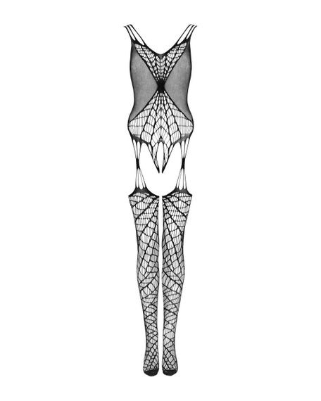 Ажурний бодістокінг під павутину Obsessive Bodystocking G325 black S/M/L, чорний, комбінезон, імітац | Зображення 4