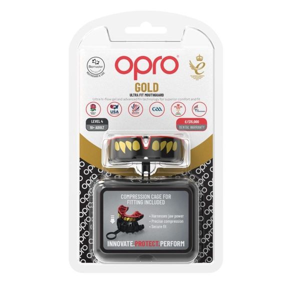 Капа OPRO Gold доросла (вік 11+)  JAWS Black/Red (art.102504011) | Зображення 1