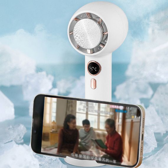 Портативний вентилятор YL007 with Display з підставкою для телефону 2000mAh White | Зображення 2