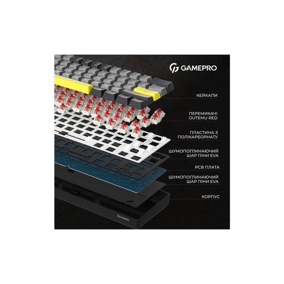 Клавіатура GamePro MK130G Pro Outemu Red Switch Hot-Swap 60 RGB USB/Wireless/Bluetooth Black (MK130G Pro) | Зображення 6