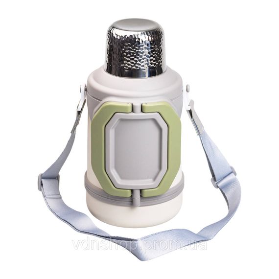 Термос Vacuum Cup 1.5 литра с ремешком и складной ручкой белый HP-14-21W