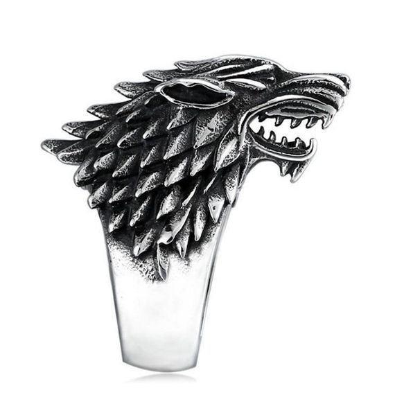 Чоловіча каблучка-перстень у вигляді вовка у скандинавському стилі срібляста розмір регульований