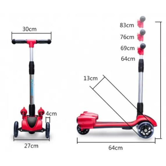 Детский турбо - самокат с дымом и музыкой GLANBER Синий | Зображення 4
