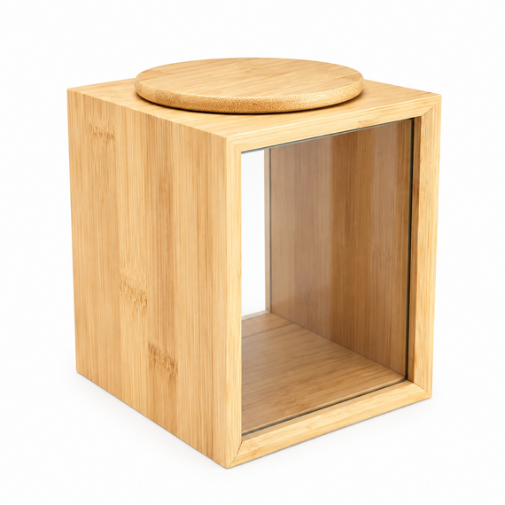 Банка бамбукова Bamboo M GK-5876 для зберігання сипучих продуктів зі скляними стінками 2 л Прозорий