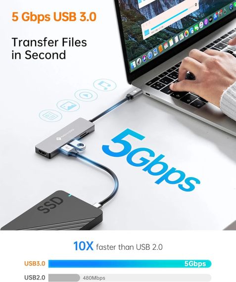 СТОК NOVOO 5 в 1 R5 USB C HUB USB-хаб nh05s-605a | Зображення 4