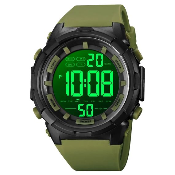 Годинник наручний чоловічий SKMEI 1845AG ARMY GREEN, армійський водостійкий тактичний годинник. HS-245 Колір: зелений | Зображення 1