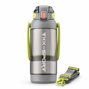 Бутылка TKK 1400 мл - Серая Tritan BPA-free, ударопрочная, спортивная с двойной системой переноски
