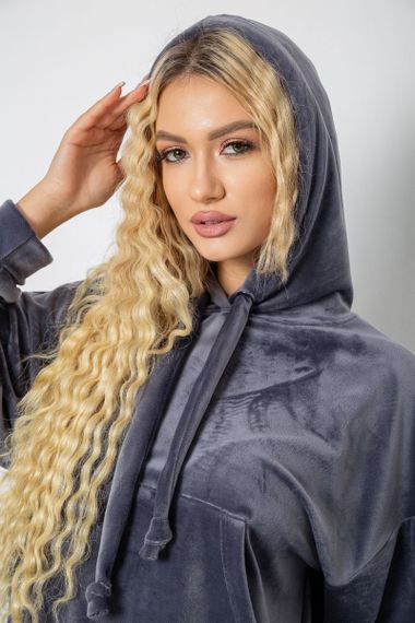 Спортивний костюм жіночий велюровий, колір сірий, 241R2001-20 | Зображення 5