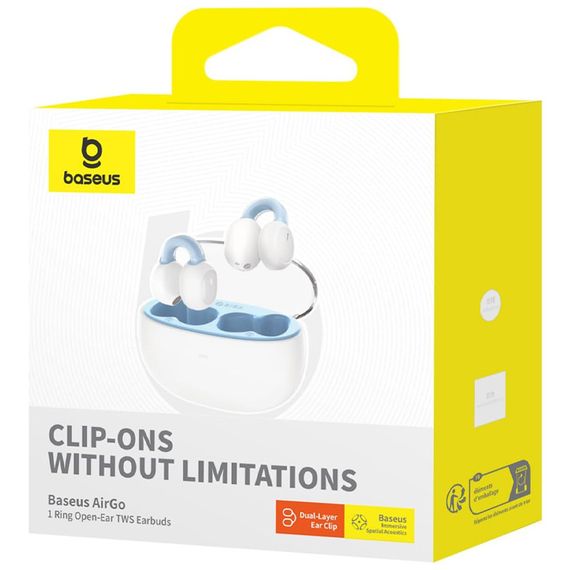 Бездротові TWS навушники Baseus AirGo 1 Ring Open-Ear (A00069201) Stellar White | Зображення 2