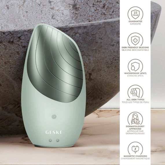 Електронна звукова термо щітка для обличчя GESKE Sonic Thermo Facial Brush 6в1 green | Зображення 2