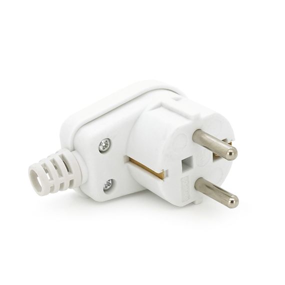 Вилка с заземлением угловая SQ-SN-03.16A 250V, White