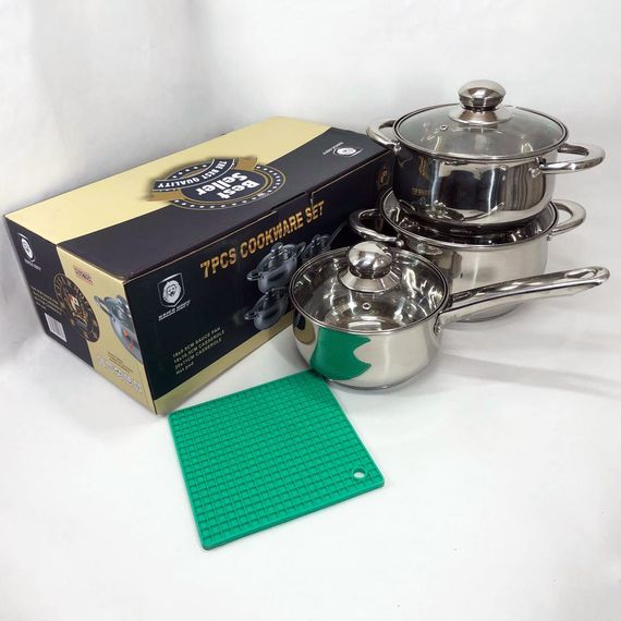 Набір каструль 7 предметів LB-1927B-7 із нержавіючої сталі зі GE-497 скляною кришкою | Зображення 6