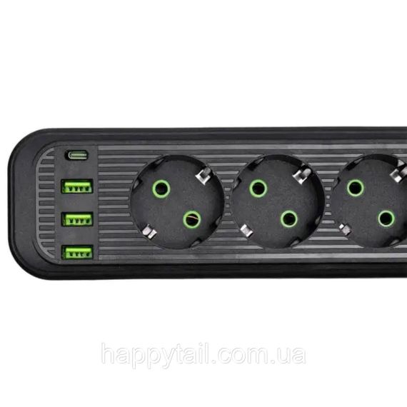 Мережевий фільтр-подовжувач 5 розеток 3xUSB-A 1xUSB-C 3м чорний HP-5-42 | Зображення 3