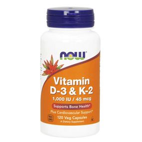 Vitamin D-3 &amp; K-2 1000 IU/45 mcg (120 veg caps)