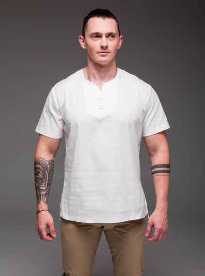 Мужская легкая льняная футболка RA2256 размер XL, цвет белый | Зображення 3