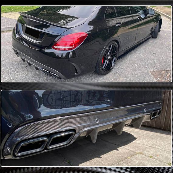 Дифузор заднього бампера (для SD C43/C63 AMG 2015-2019, Карбон) для Mercedes C-сlass W205 рр | Зображення 3