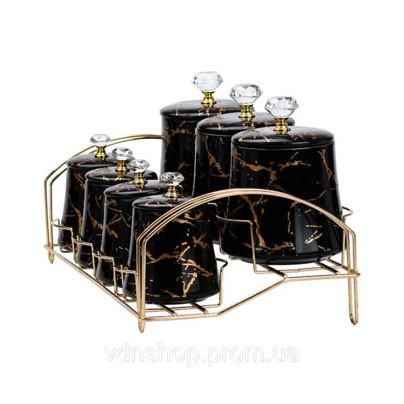 Набор для специй 4 шт по 250 мл и 3 шт по 550 мл на металической подставке черный HP1249 | Зображення 4