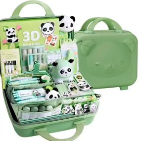 Большой набор канцелярии в чемодане «Панда» 55 в 1