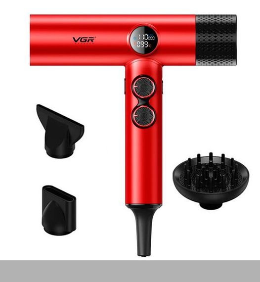 Професійний фен VGR V-401 BLACK, 40 рівнів обдування, 40 рівнів температури, 3 насадки (46084-V-401 BLACK_1800)