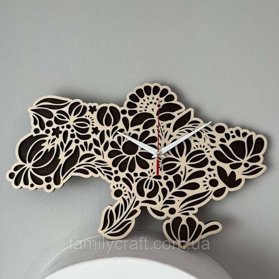 Настінний годинник Карта України з фанери Патріотичний дерев'яний годинник | Зображення 7