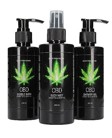 Набор для ванны и душа CBD Care set - GREEN TEA & HEMP OIL ( 3 предмета ) Sex Aura