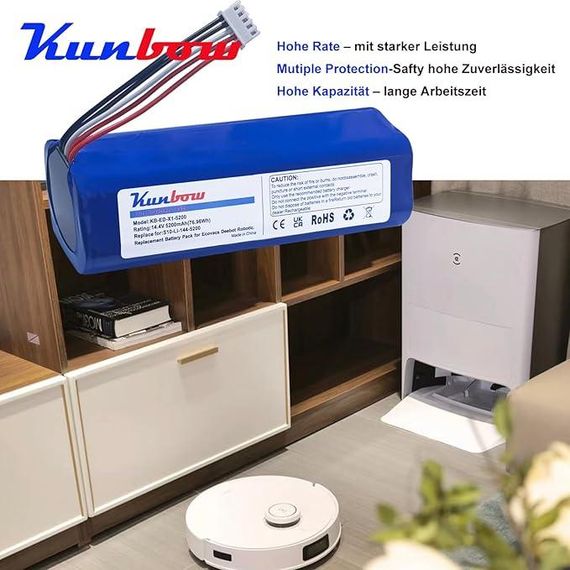 Змінний акумулятор Kunbow KB-ED-X1-5200 14,4 В/5200 мАг для робот-пилосмока Ecovacs Deebot Ozmo. | Зображення 2