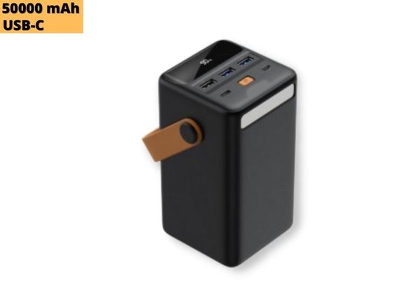 Повербанк зовнішній акумулятор XPRO PR168 50000mAh 22.5W з індикацією зарядки та ліхтариком чорний (32735-01) | Зображення 1