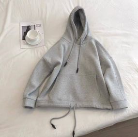 Жіноче тепле худі оверсайз на флісі внизу із затяжками колір сірий, розмір 42/46 BF745