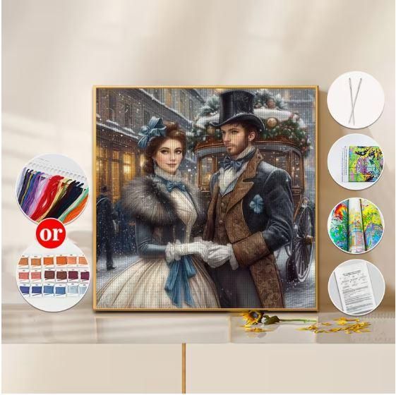 Набор для вышивки крестом JOZYSH "Розовая прогулка" 14CT, 40x40 см, канва Аида с нанесенным рисунком | Зображення 7