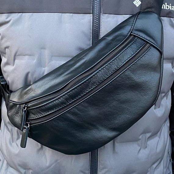 Чоловіча барсетка на пояс, Бананка чорна, Сумка бананка DV-970 на груди | Зображення 6