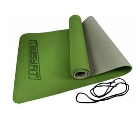 Килимок для йоги та фітнесу EasyFit TPE+TC 6 мм двошаровий, зелений з чорним (EF-1924s-GNBK)