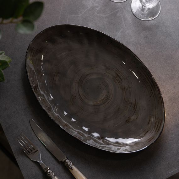 Тарілка порцелянова плоска овальна 35 х 23.5 см сервірувальне блюдо для нарізки Lugi HP23392 | Зображення 5