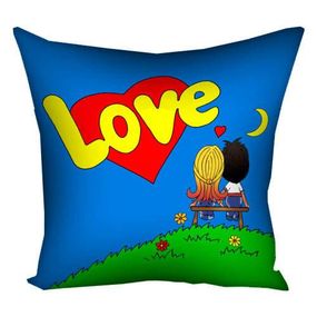 Подушка габардинова з принтом Love is (синя) 50x50 см (5P_PW080)