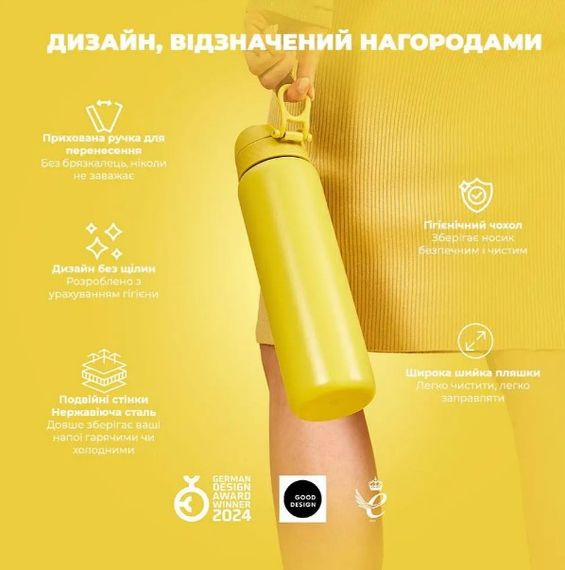 Пляшка для води металева вакуумна ION8 920 мл Vacuum Insulated Yellow (I8TS1000YEL) | Зображення 3