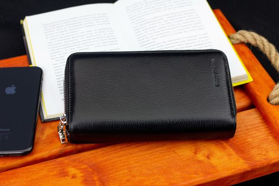 Черный мужской кошелек-клатч на две молнии из натуральной кожи Marco Coverna MC-801 | Зображення 7