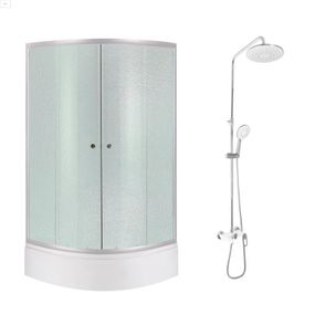 Комплект для душевої Latwa: Душева кабіна LLSC9090SATMIDFR2SET+Душева система на 3 споживача LDLAT1030WHI45427
