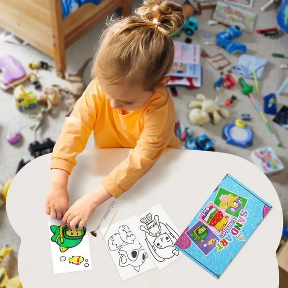 Детский набор для творчества картины из песка 9 в 1 KP-004 на картоне | Зображення 6