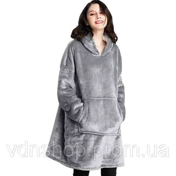 Зручний плед худі з кишенею, Плед толстовка теплий, Світшот-покривало з капюшоном HP-12 | Зображення 7