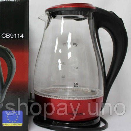 Электрочайник Crownberg CB-9114 1.7 Л Стеклянный Электрический Чайник Crownberg XY-75 | Зображення 2