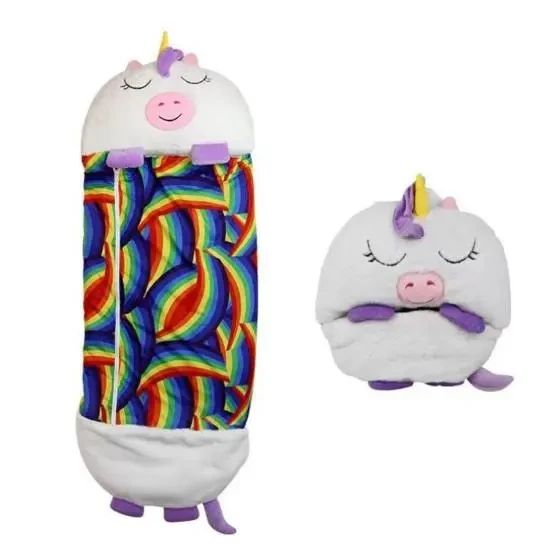 Белый единорог Детский спальный мешок на молнии 3 в 1 игрушка подушка спальник и встроенная подушка