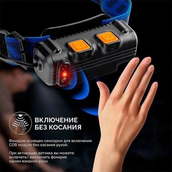 Ліхтар налобний акумуляторний BL-W691-2COB (white/red/RGB) з датчиком руху, потужний ліхтар налобний | Зображення 3