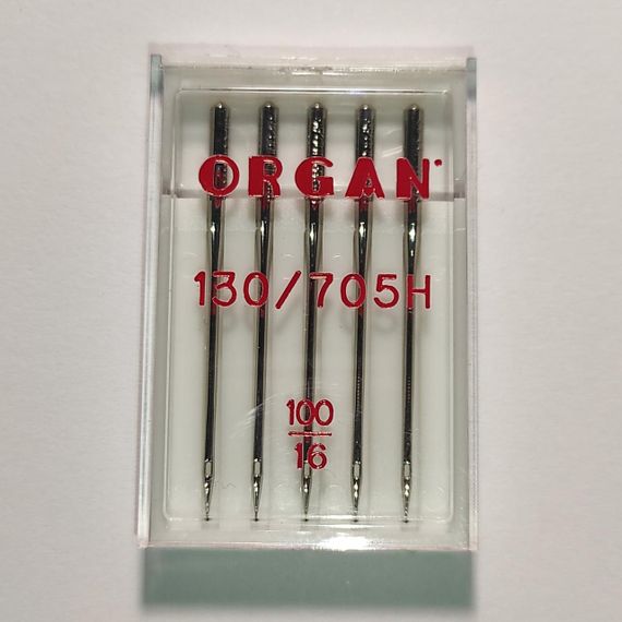 Голки швейні універсальні ORGAN №100 пластиковий бокс 5 штук для побутових швейних машин