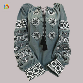 Рубашка Украинская вышиванка  32319 цвет оливковый размер L/XL