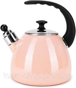 Чайник эмалированный Kamille "Boiling Water" 2.5л со свистком, индукционный, розовый KM-1040B