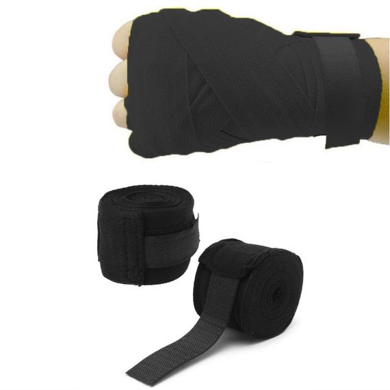 Боксерские бинты Hard NE-BOX-N1BK 3 метра, нейлоновые, черные | Зображення 1