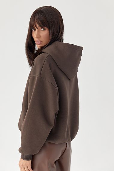 Утеплене худі з капюшоном - коричневий цвет, M (є розміри) | Зображення 1