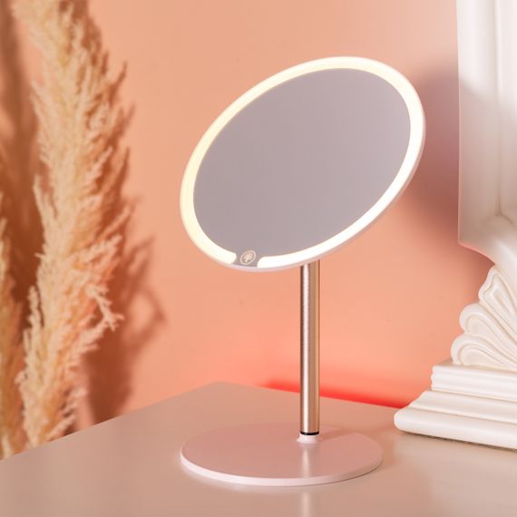 Дзеркало косметичне з підсвічуванням кругле настільне Ø21 см для макіяжу Рожеве HP-10-7AP | Зображення 5