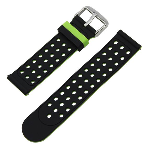 Подвійний ремінець з перфорацією для годинника Samsung Galaxy Watch Active / Active 2 - Black&Green | Зображення 4